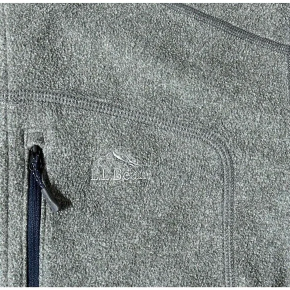 LL Bean Mens Large Regular Slightly Fitted 1/4 Zip Fleece Pullover Gray Jacket - Picture 5 of 10